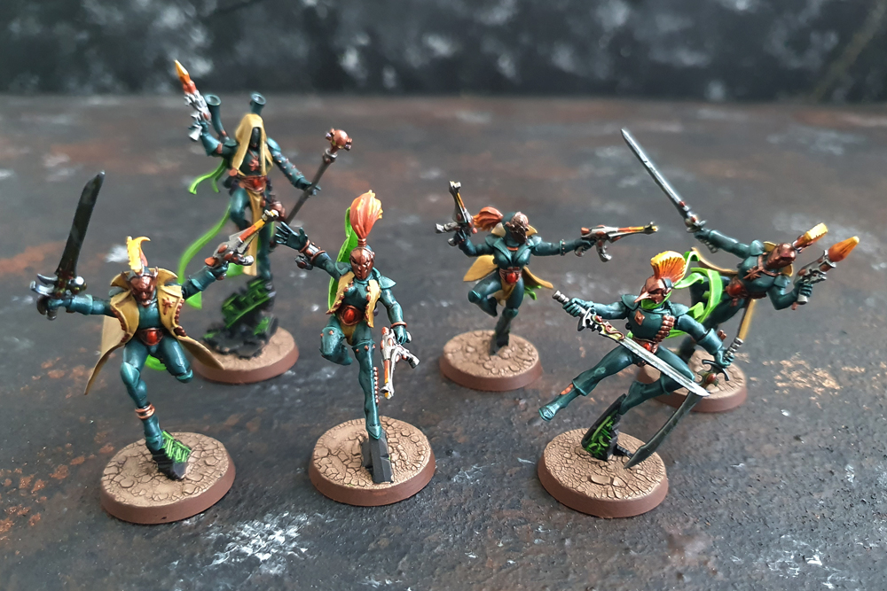 Warhammer Harlequin Troupe Miniaturen bemalt green